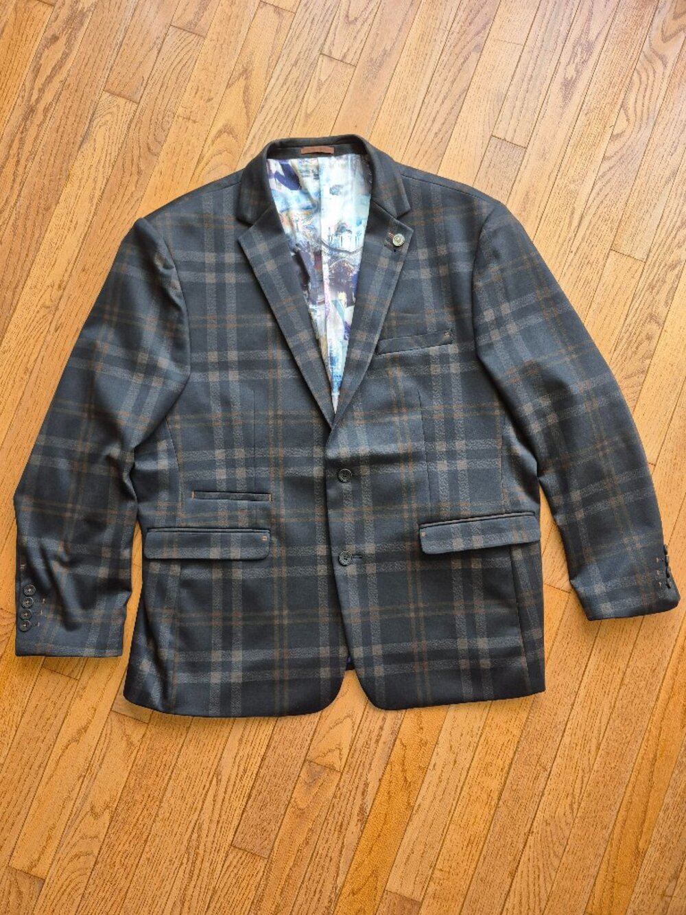 Au Noir Blazer Men's 50R Black Gray and Orange